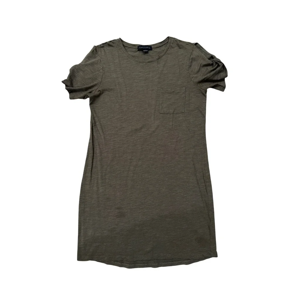 Sanctuary Olive Green Ruched Sleeve‎ Pocket Tunic Dress Womens Size Large
